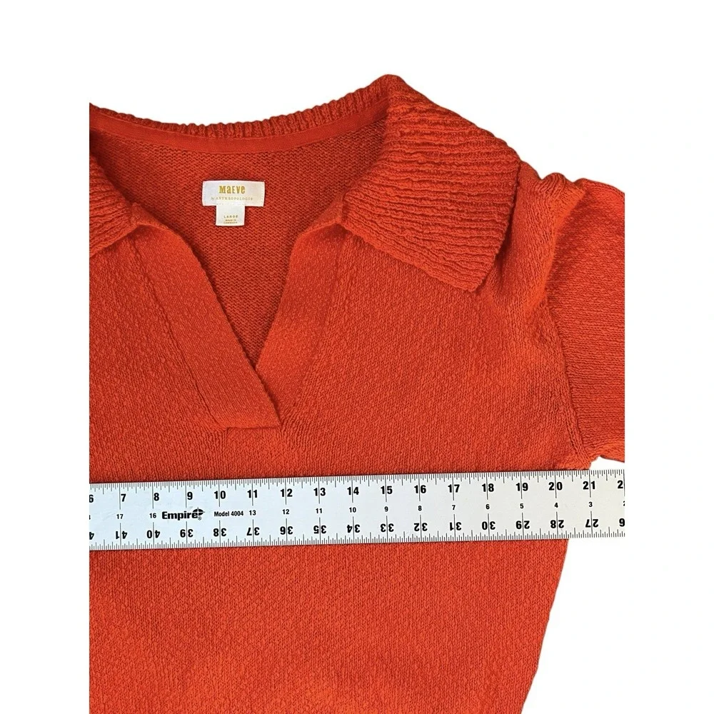 Anthropologie x‎ MAEVE V-neck Polo Sweater Large Preppy Boho - Picture 6 of 8